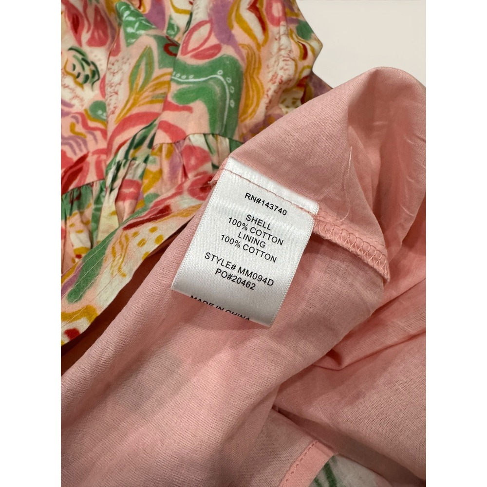 Hyacinth House Pink Abstract Floral One Shoulder Tiered Cotton Midi Dress Medium - Picture 5 of 5